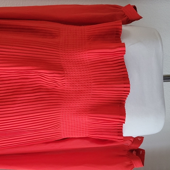 Philippe Ronsand paris pleated front, longsleeves orange blouse women's size 36 - Picture 3 of 11